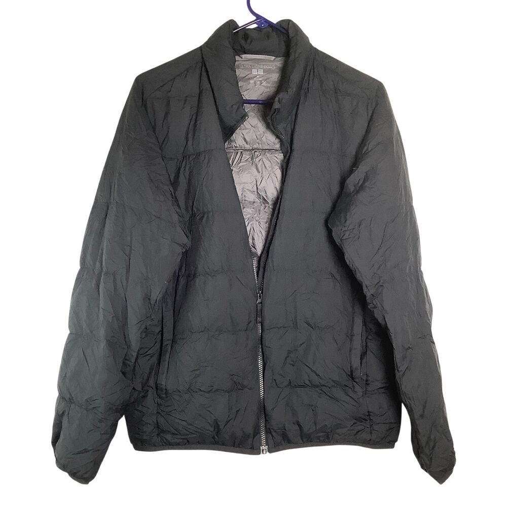 Uniqlo Men's Medium Black Ultra Light Down Full Zip Puffer Jacket Coat HR9-25